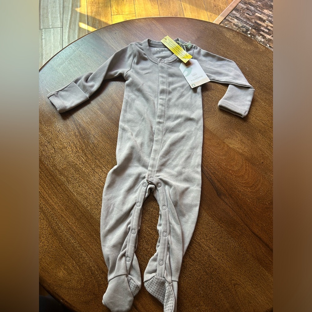 Bonamy Gray Footed Baby One-Piece Sleeper - Organic Cotton